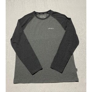 Eddie Bauer Mens Sleepwear Raglan Long Sleeve Shirt Gray Size M